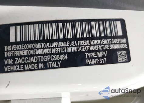 2016 Jeep Renegade Limited from USA, damaged, VIN ZACCJADT0GPC96484